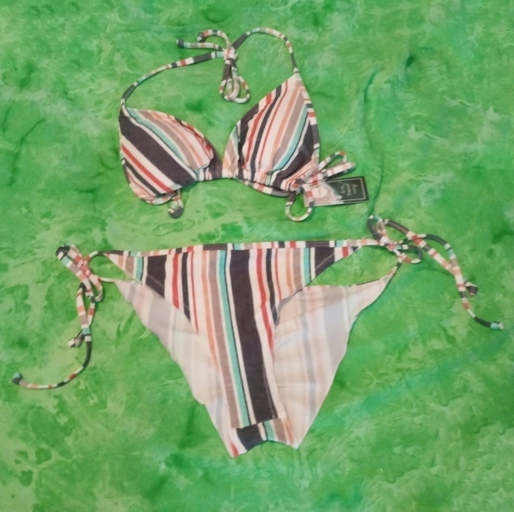 Eidon Striped 2 Piece Bikini